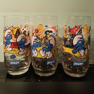 Smurfs Collectible Glasses - Smurfette - Harmony Smurf - Baker Smurf - Hardee's